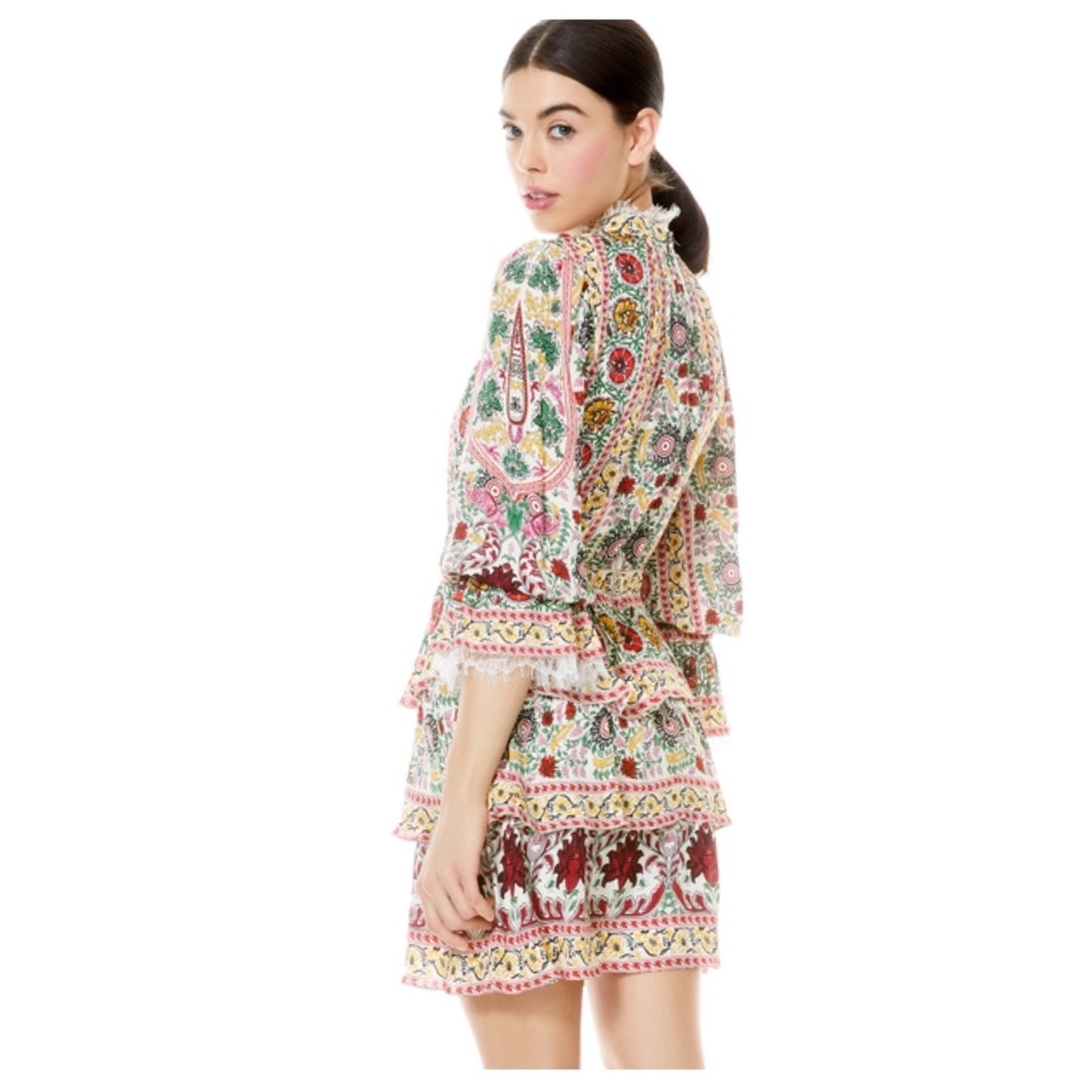 ALICE + OLIVIA Lawson Mock Neck Floral Mini Dress - Picture 4 of 13